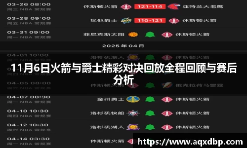 11月6日火箭与爵士精彩对决回放全程回顾与赛后分析